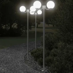 vidaXL Buitenvloerlampen 3 st 215 cm roestvrij staal zilverkleurig