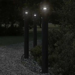 vidaXL Buitenvloerlampen 3 st met sensors 110 cm roestvrijstaal zwart