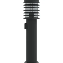 vidaXL Buitenvloerlamp met stopcontact 60 cm roestvrijstaal zwart