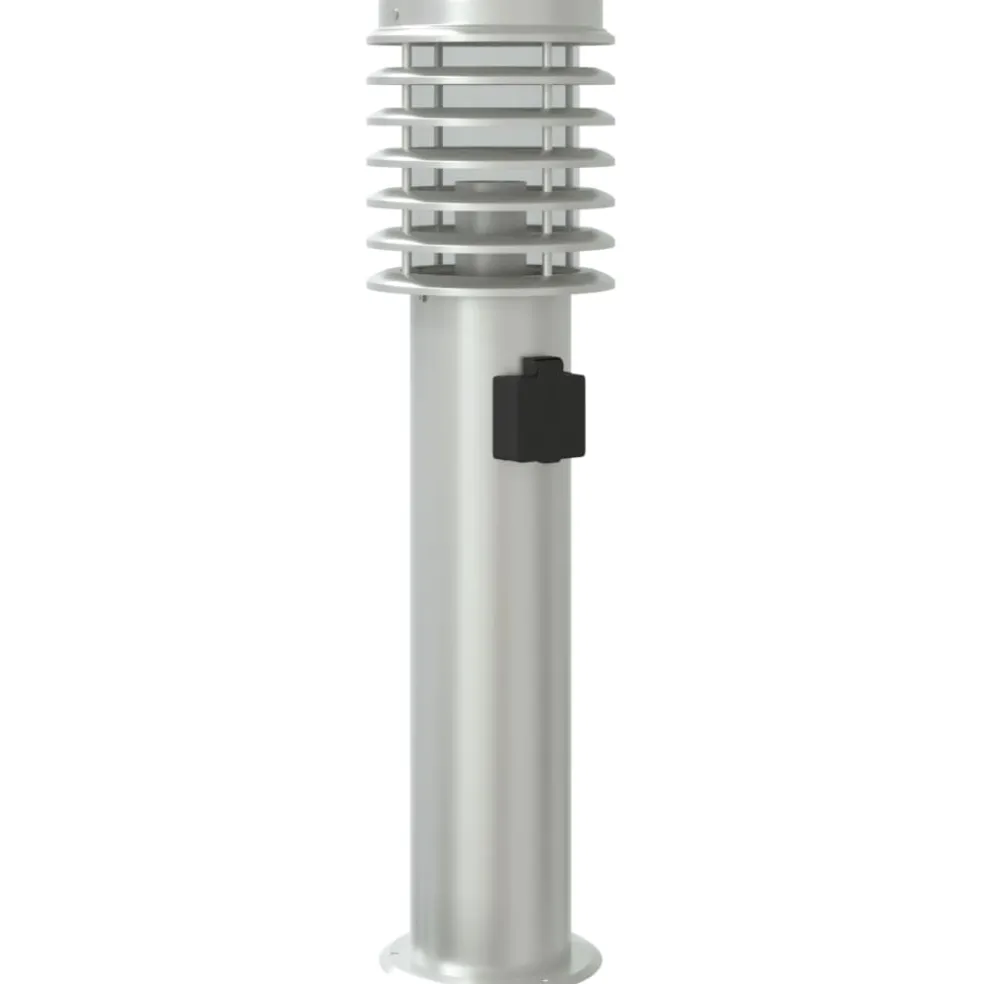 vidaXL Buitenvloerlamp met stopcontact 60 cm roestvrijstaal zilver