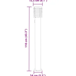 vidaXL Buitenvloerlamp met stopcontact 110 cm roestvrijstaal zwart