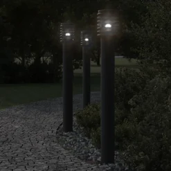 vidaXL Buitenvloerlamp met stopcontact 110 cm roestvrijstaal zwart
