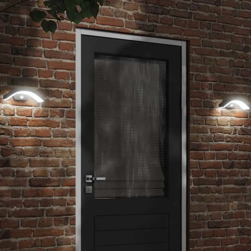 vidaXL Buitenwandlamp LED met sensors gegoten aluminium zwart