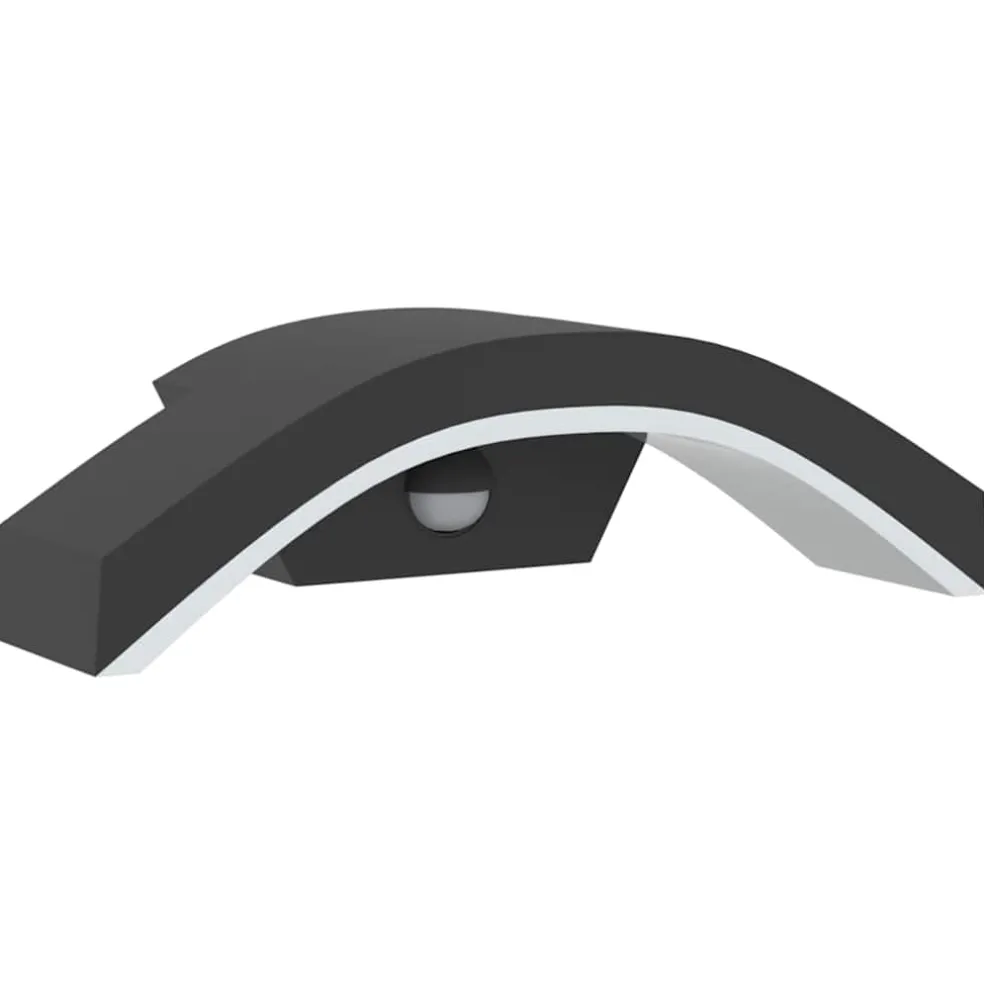 vidaXL Buitenwandlamp LED met sensors gegoten aluminium zwart