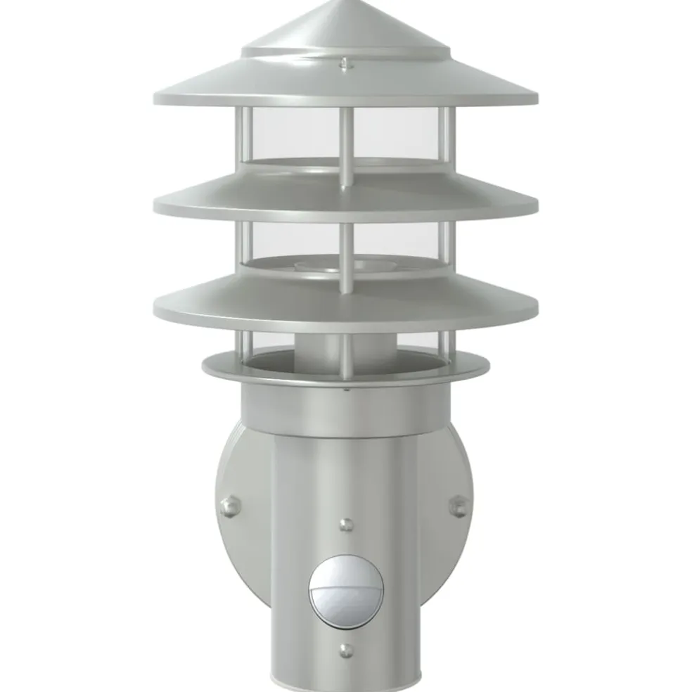 vidaXL Buitenwandlamp met sensor roestvrij staal zilverkleurig