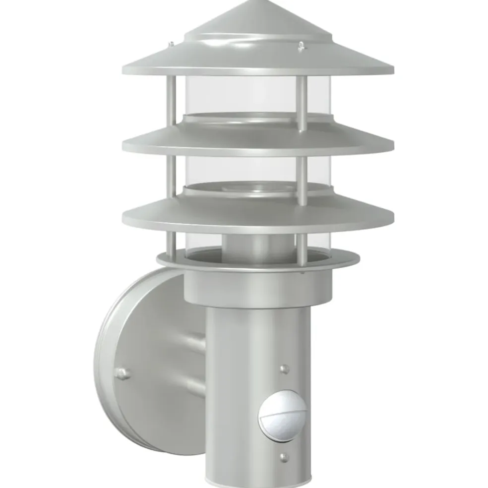 vidaXL Buitenwandlamp met sensor roestvrij staal zilverkleurig
