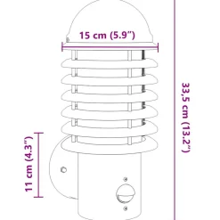 vidaXL Buitenwandlamp met sensor roestvrij staal zwart