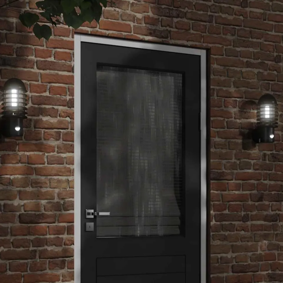vidaXL Buitenwandlamp met sensor roestvrij staal zwart