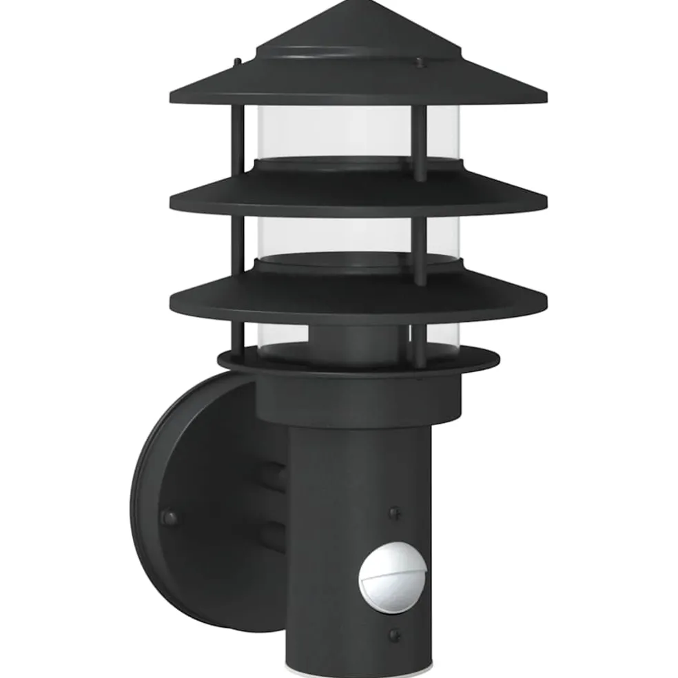 vidaXL Buitenwandlamp met sensor roestvrij staal zwart