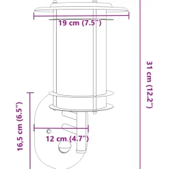 vidaXL Buitenwandlamp met sensor roestvrij staal zilverkleurig