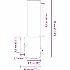 vidaXL Buiten Wandlamp Zilver 12 x 8,5 x 29 cm