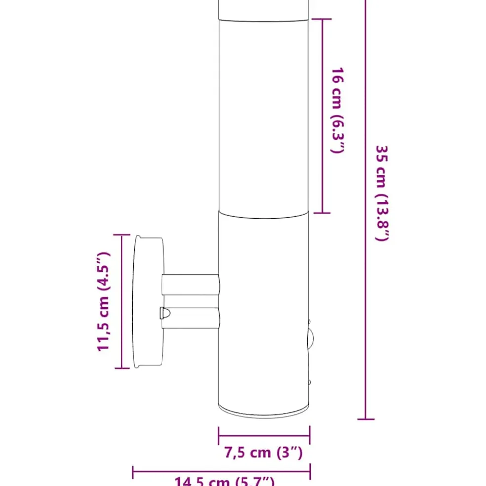 vidaXL Buiten Wandlamp zilver 15 x 7,5 x 33 cm