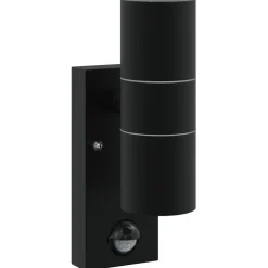 vidaXL Buiten Wandlamp Zwart 7 x 10 x 22 cm RVS en Glas