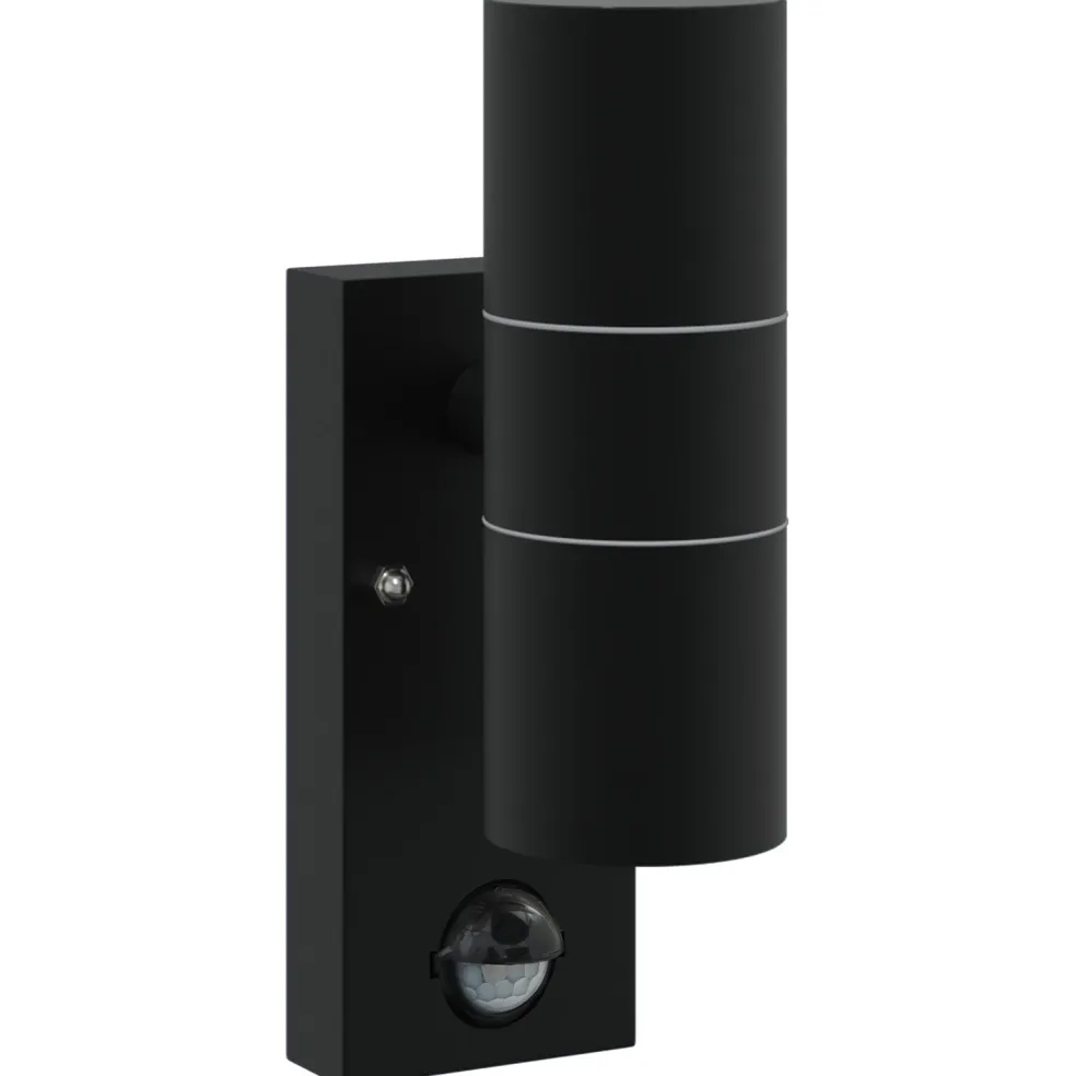 vidaXL Buiten Wandlamp Zwart 7 x 10 x 22 cm RVS en Glas