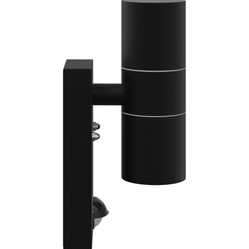 vidaXL Buiten Wandlamp Zwart 7 x 10 x 22 cm RVS en Glas