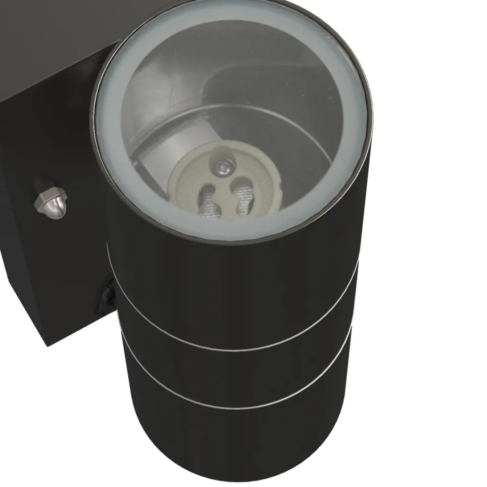 vidaXL Buiten Wandlamp Zwart 7 x 10 x 22 cm RVS en Glas