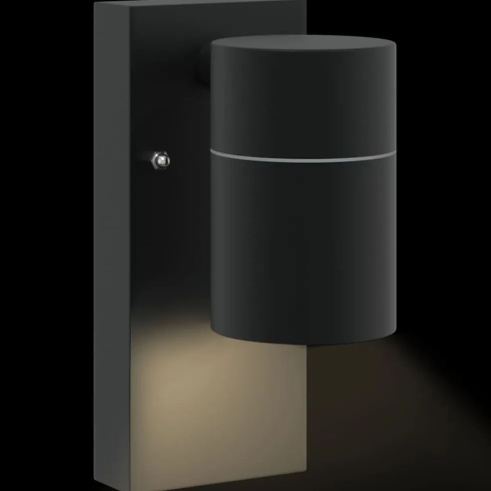 vidaXL Buiten Wandlamp Zwart 6,5 x 10,5 x 16 cm RVS en Glas