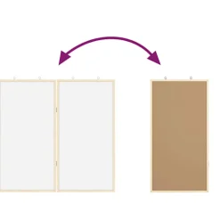 vidaXL Bulletinbord 80 x 80 x 1.4 cm Massief grenenhout Wit Opvouwbaar