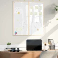 vidaXL Bulletinbord 80 x 80 x 1.4 cm Massief grenenhout Wit Opvouwbaar