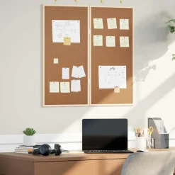 vidaXL Bulletinbord 80 x 80 x 1.4 cm Massief grenenhout Bruin
