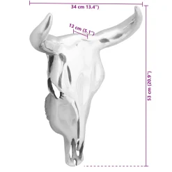 vidaXL Bullschedel Zilver 34 x 13 x 53 cm Aluminium