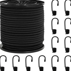 vidaXL Bungee Koorden met Haken 4 mm Zwart PP en rubber