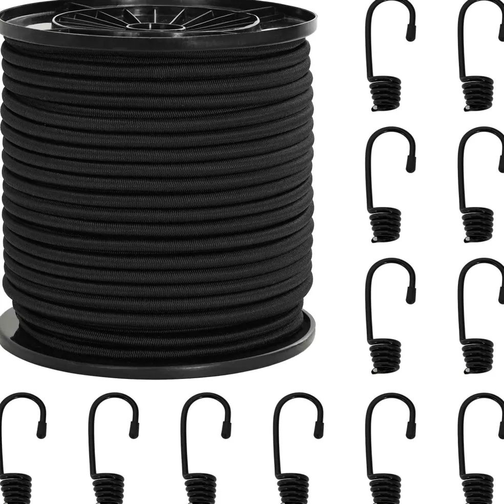 vidaXL Bungee Koorden met Haken 4 mm Zwart PP en rubber