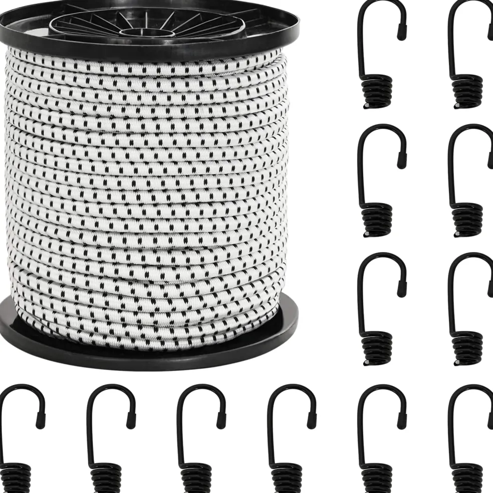 vidaXL Bungee Koorden met Haken 4 mm Zwart en Wit PP en rubber