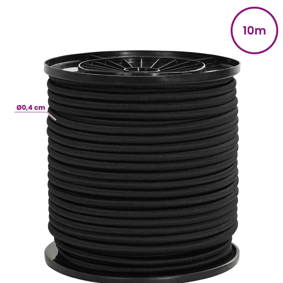 vidaXL Bungee Koorden 4 mm Zwart PP en rubber