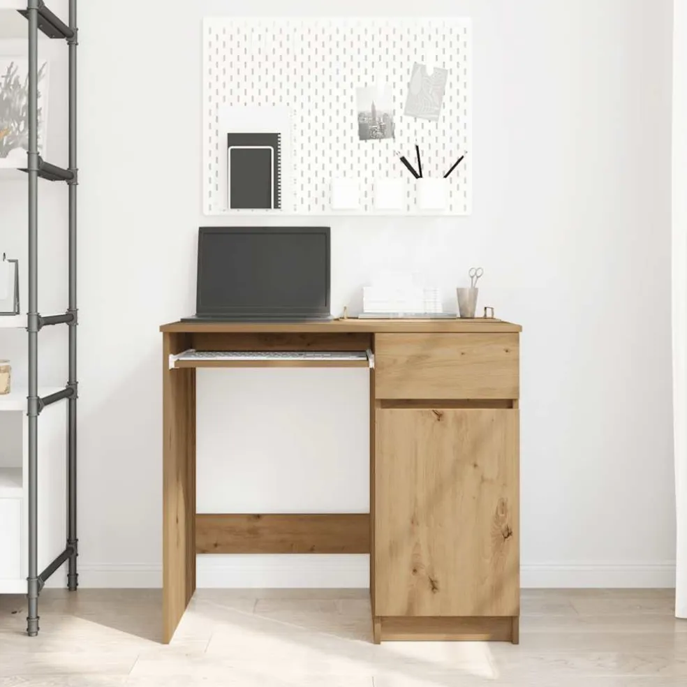 vidaXL Bureau ambachtelijk 86x49x76 cm spaanplaat eikenkleurig