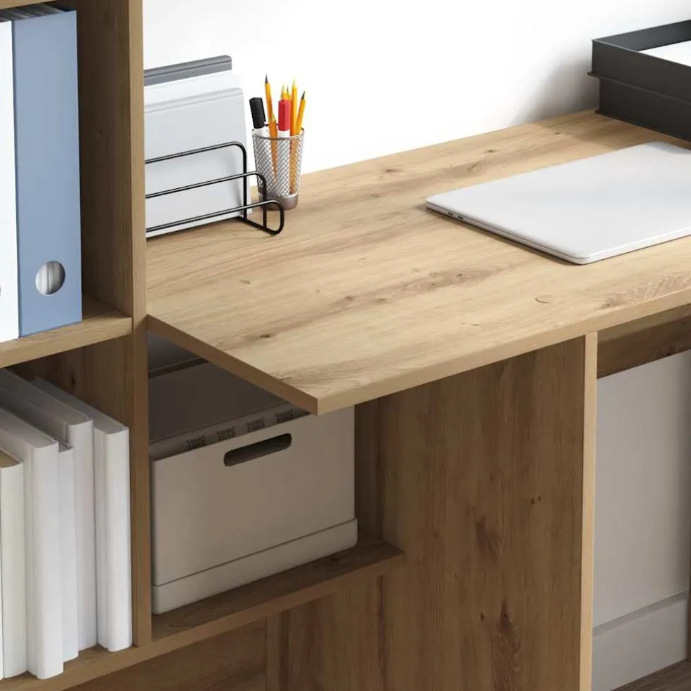 vidaXL Bureau Artisan Eiken Bewerkt hout 131,5 x 50 x 106,5 cm