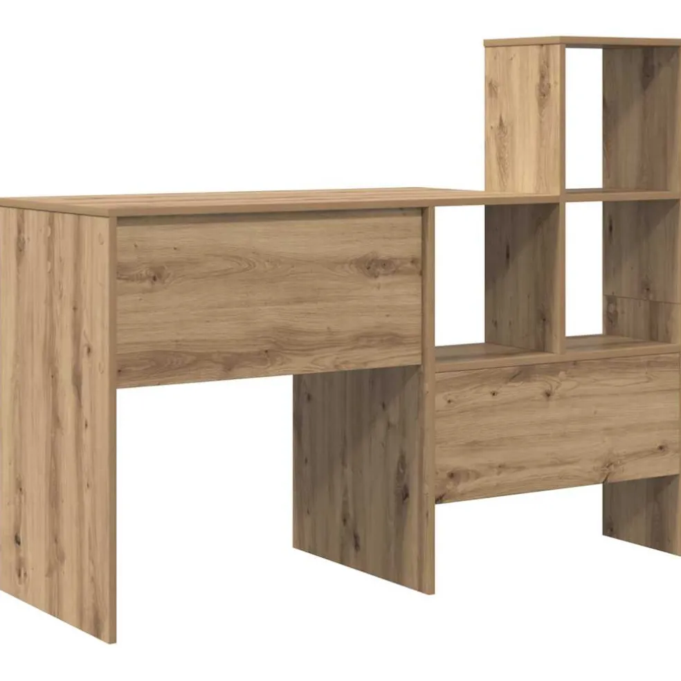 vidaXL Bureau Artisan Eiken Bewerkt hout 131,5 x 50 x 106,5 cm
