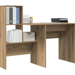 vidaXL Bureau Artisan Eiken Bewerkt hout 131,5 x 50 x 106,5 cm