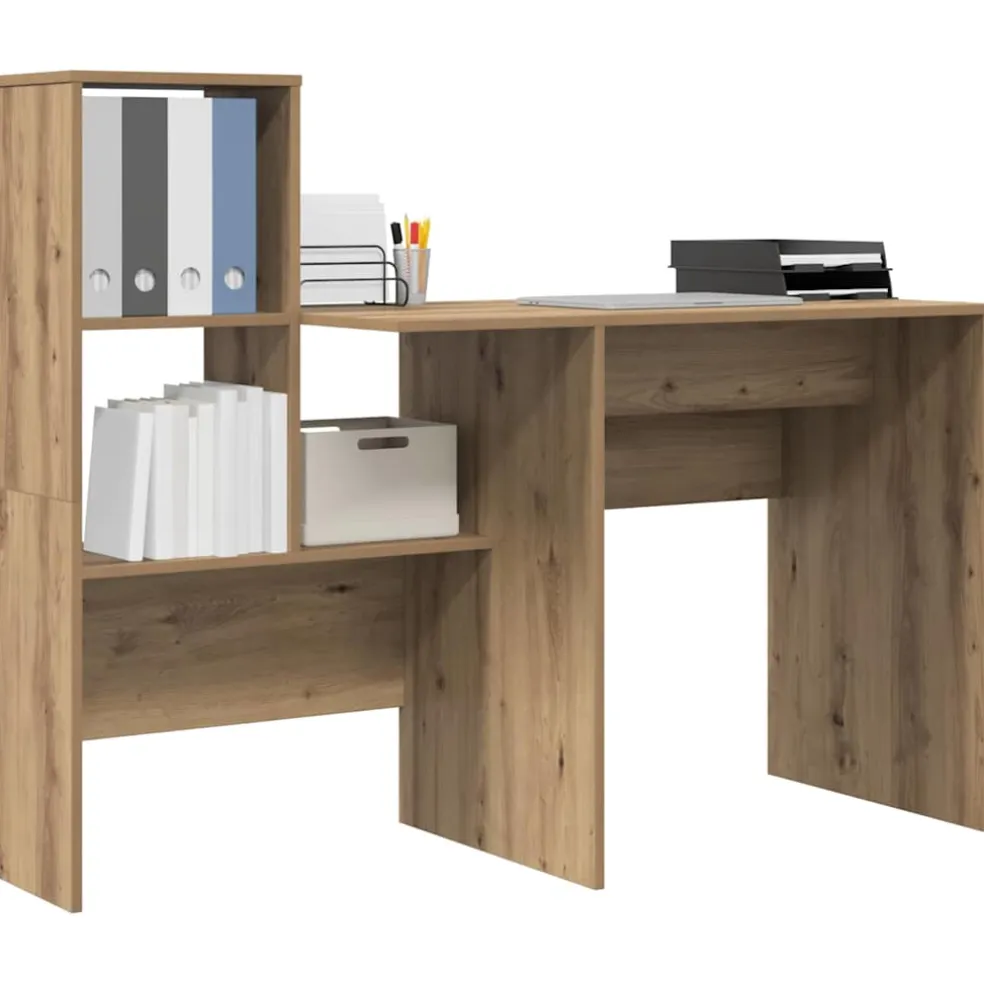 vidaXL Bureau Artisan Eiken Bewerkt hout 131,5 x 50 x 106,5 cm