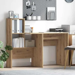 vidaXL Bureau Artisan Eiken Bewerkt hout 131,5 x 50 x 106,5 cm