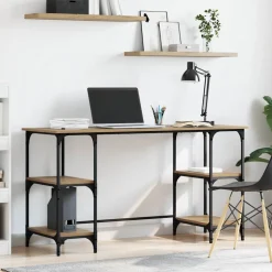 vidaXL Bureau Artisan Eiken Bewerkt hout 140 x 50 x 75 cm
