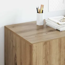 vidaXL Bureau Artisan Eiken Bewerkt hout 140 x 50 x 75 cm