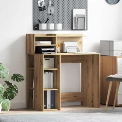 vidaXL Bureau Artisan Eiken Bewerkt hout 90 x 48 x 101,5 cm