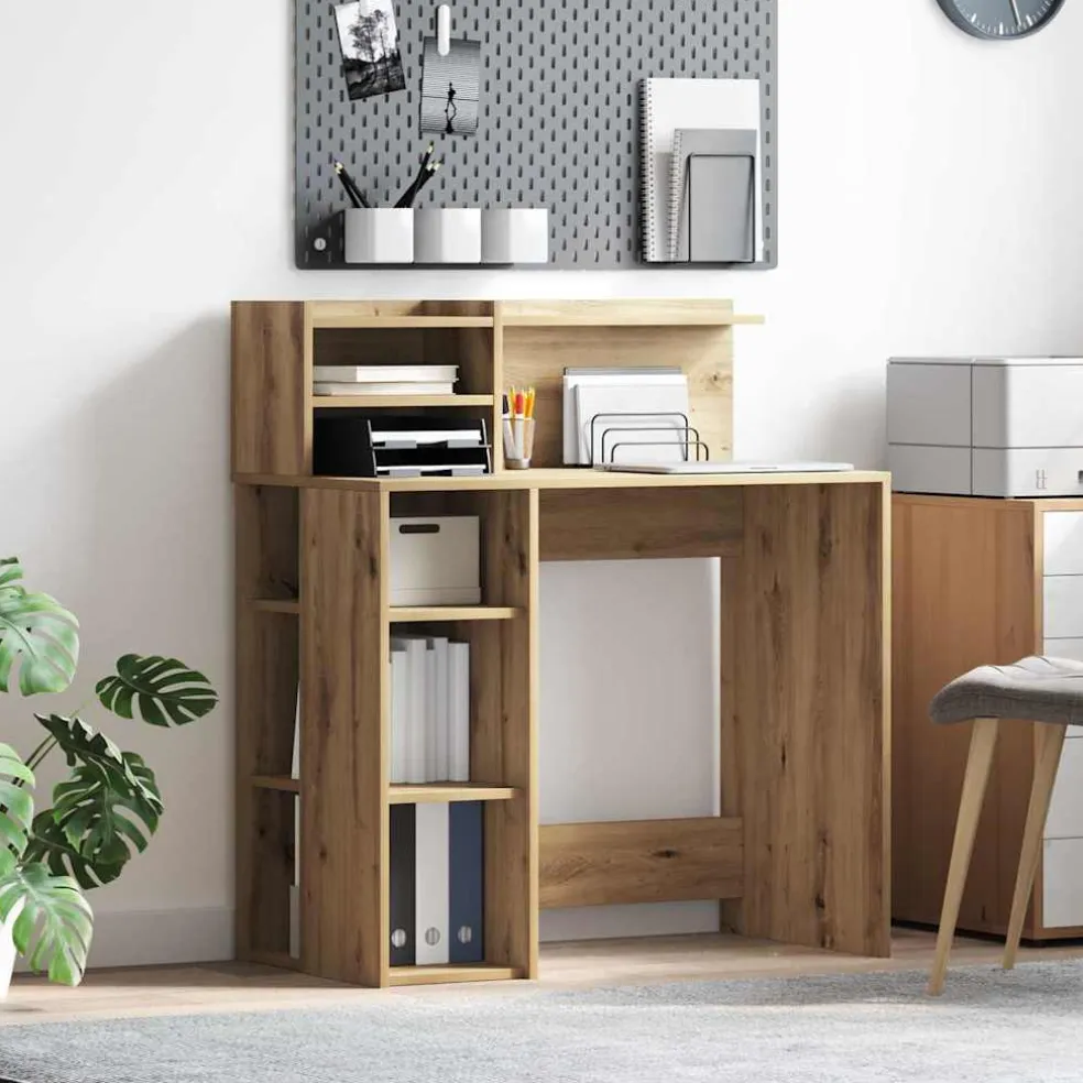 vidaXL Bureau Artisan Eiken Bewerkt hout 90 x 48 x 101,5 cm