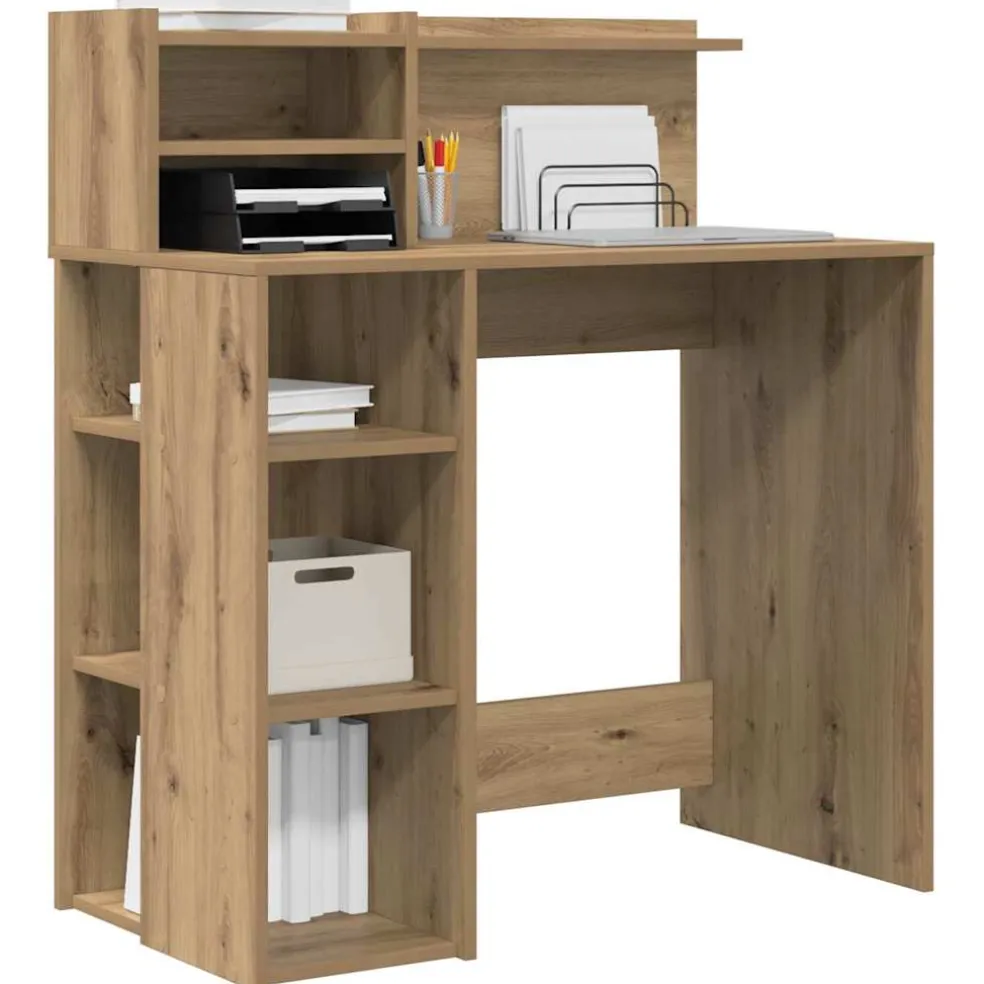 vidaXL Bureau Artisan Eiken Bewerkt hout 90 x 48 x 101,5 cm