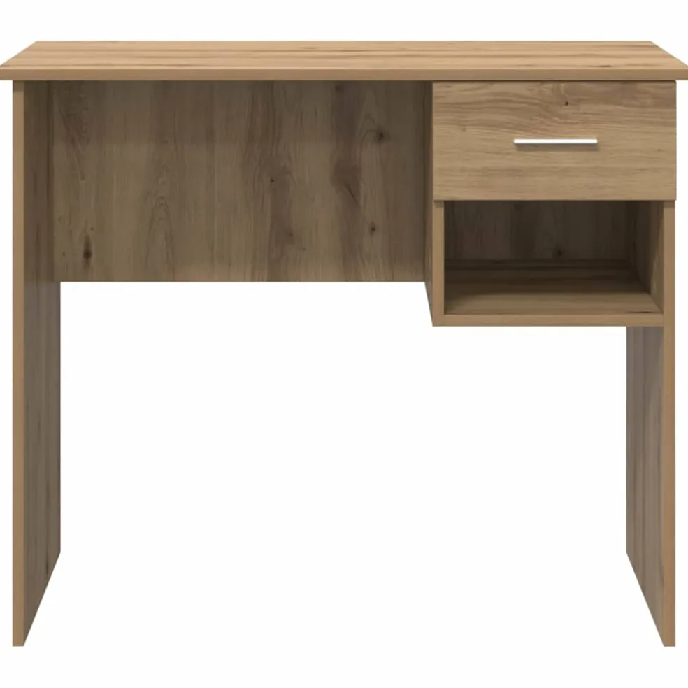 vidaXL Bureau Artisan Eiken 90 x 49 x 75 cm Bewerkt hout