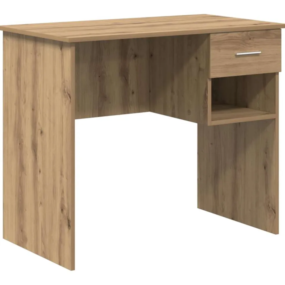 vidaXL Bureau Artisan Eiken 90 x 49 x 75 cm Bewerkt hout