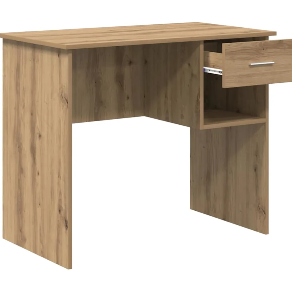 vidaXL Bureau Artisan Eiken 90 x 49 x 75 cm Bewerkt hout