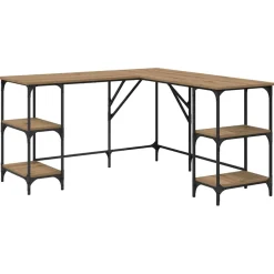 vidaXL Bureau Artisan Eiken 139 x 139 x 75 cm Bewerkt hout