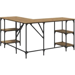 vidaXL Bureau Artisan Eiken 139 x 139 x 75 cm Bewerkt hout