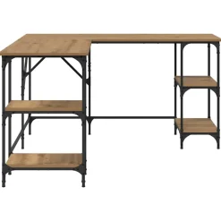 vidaXL Bureau Artisan Eiken 139 x 139 x 75 cm Bewerkt hout