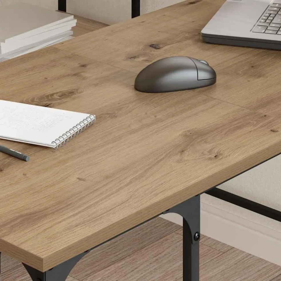vidaXL Bureau Artisan Eiken 139 x 139 x 75 cm Bewerkt hout