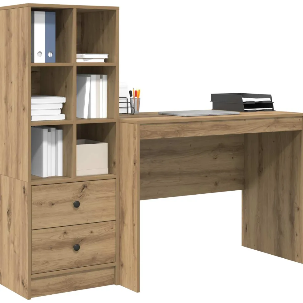 vidaXL Bureau Artisan Eiken 145.5 x 50 x 127 cm 2 st