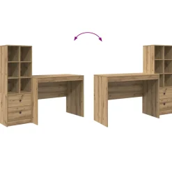 vidaXL Bureau Artisan Eiken 145.5 x 50 x 127 cm 2 st