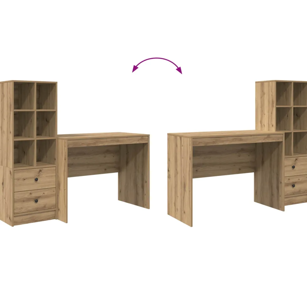 vidaXL Bureau Artisan Eiken 145.5 x 50 x 127 cm 2 st